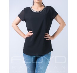 T5082-85_GLASS LACE ROUND NECK BLACK